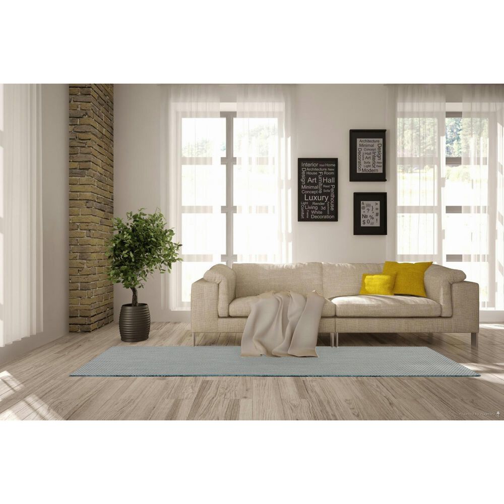 Nourison Courtyard Ivory and Blue 2&#39;2&quot; x 10&#39; Indoor/Outdoor Runner, , large
