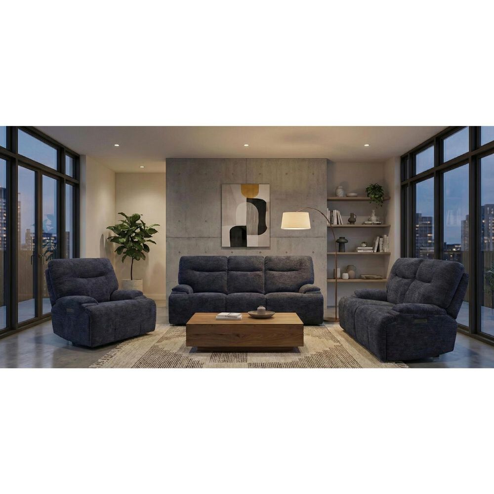 Oxford Furniture Reclining Sofa in Lucie Midnight with Power Headrest, , large