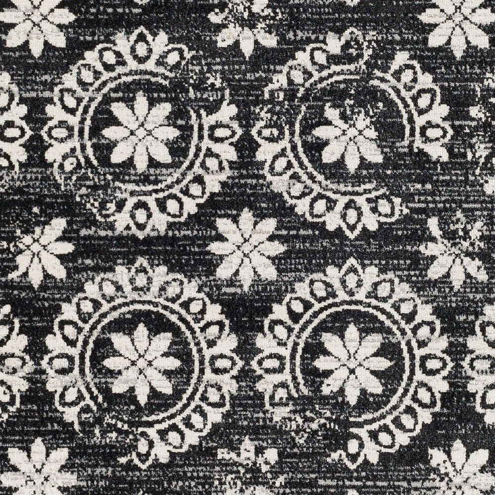 Surya Lavadora Oriental 6&#39;7&quot; Round Black, Gray and Light Gray Area Rug, , large