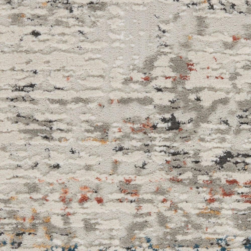 Nourison Rustic Textures Light Grey and Multicolor 5&#39;3&quot; Round Area Rug, , large