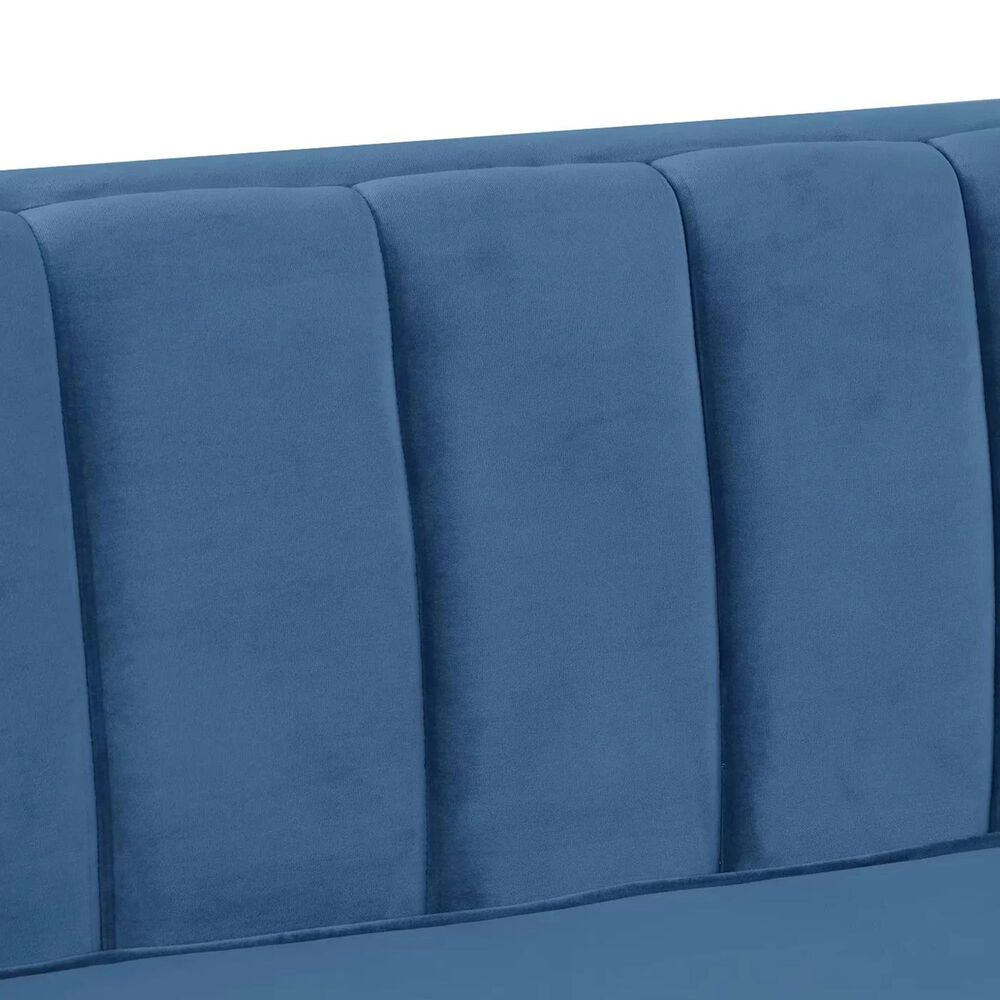Morden Fort Channel Tufted Chair in Blue Velvet, , large