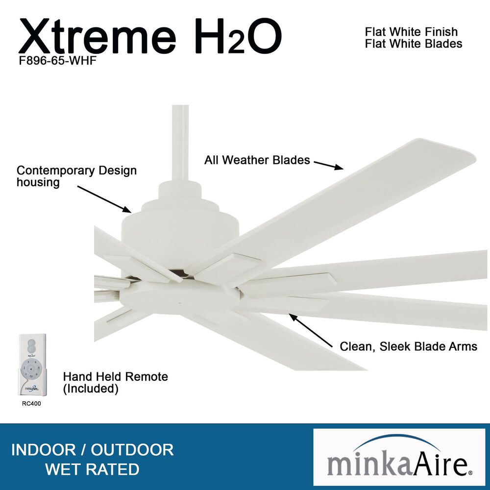Minka-Aire Xtreme H2O 65" Indoor/Outdoor Ceiling Fan in Flat White, , large