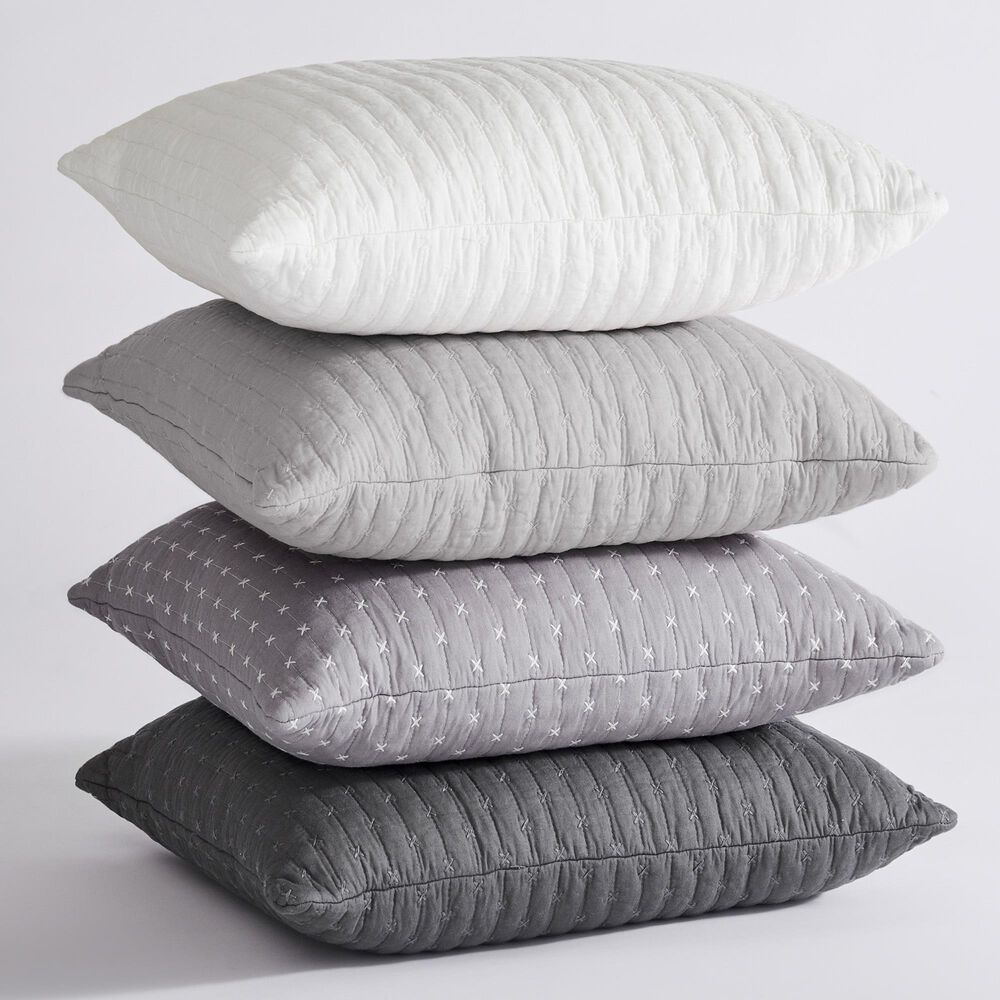 Levtex Cross Stitch 18&quot; x 18&quot; Throw Pillow in Charcoal, , large