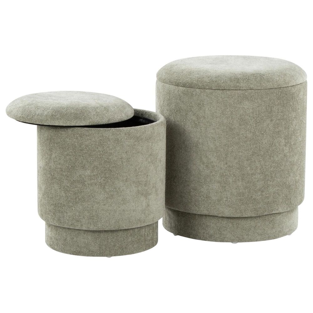 Lumisource Marla 2-Piece Upholstered Ottoman Set in Green, , large