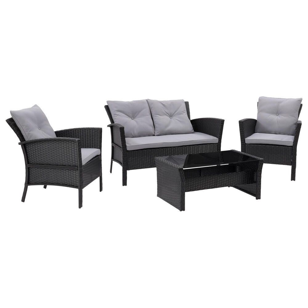 CorLiving Cascade 4-Piece Patio Chat Set in Black/Gray, , large