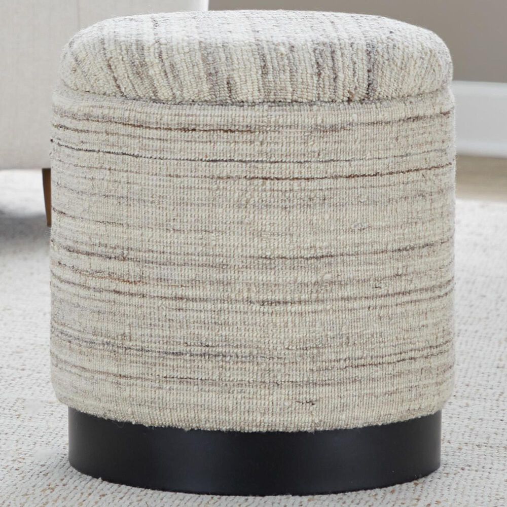 LumiSource Tahoe 18" Band Storage Ottoman in Cream, , large