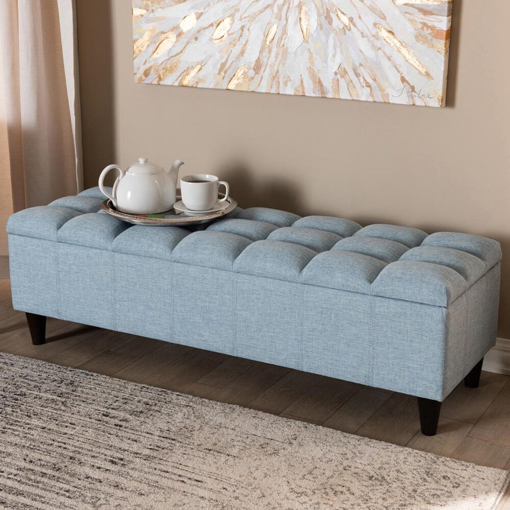 Baxton Studio Brette Storage Bench Ottoman in Blue, , large