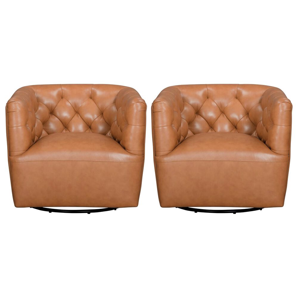 Italiano Furniture Cambria Mira Swivel Chair in Caramel Brown (Set of 2), , large