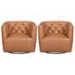 Italiano Furniture Cambria Mira Swivel Chair in Caramel Brown (Set of 2), , large
