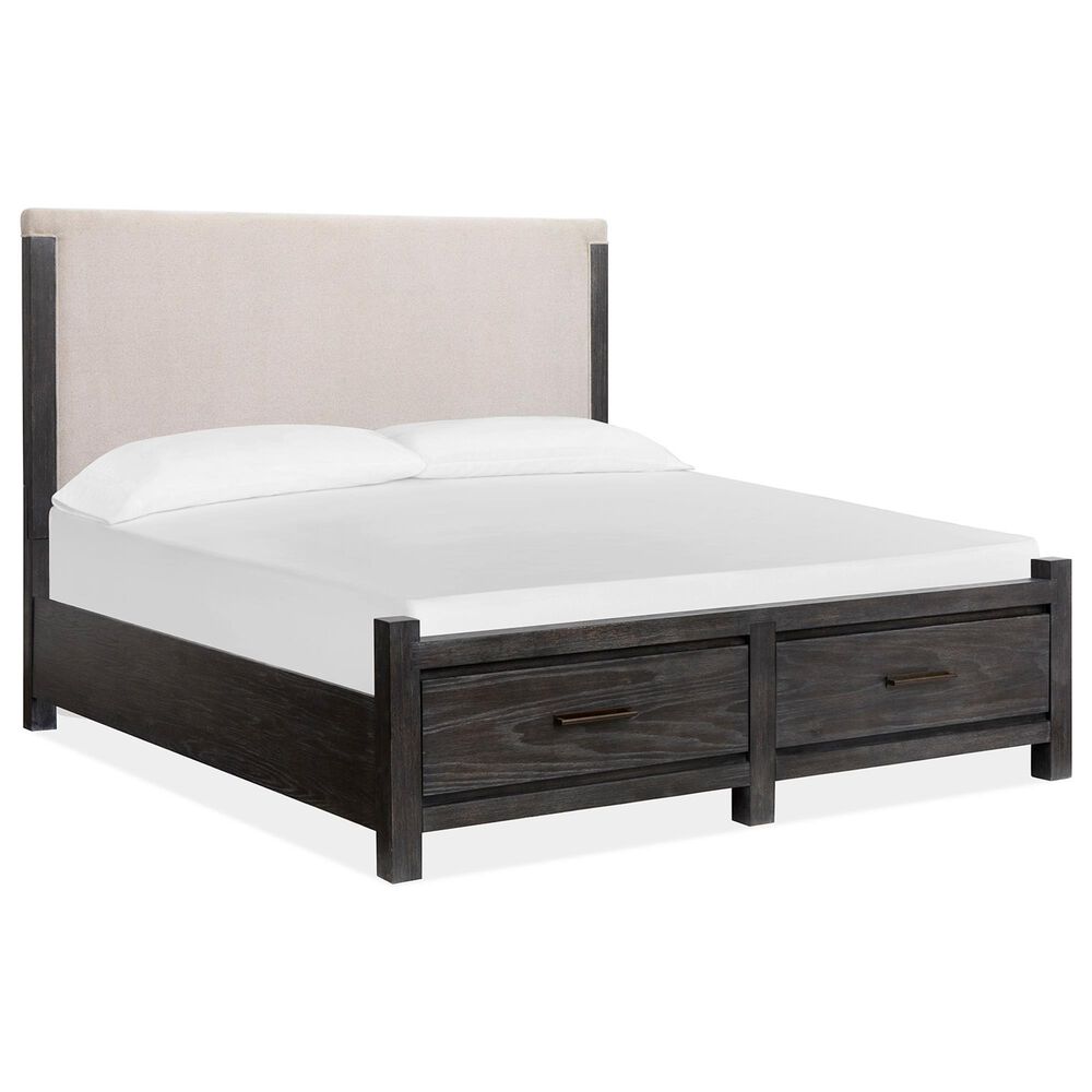 Nicolette Home Plum Creek 5 Piece King Upholstered Storage Bedroom Set in Ravenwood Black, , large
