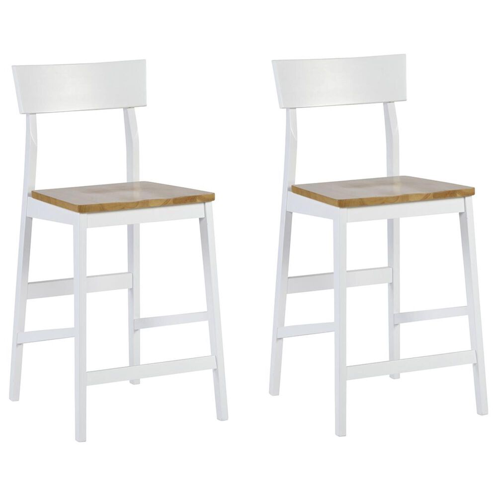 Tiddal Home Christy Counter Chair in Light Oak/ White (Set of 2), , large