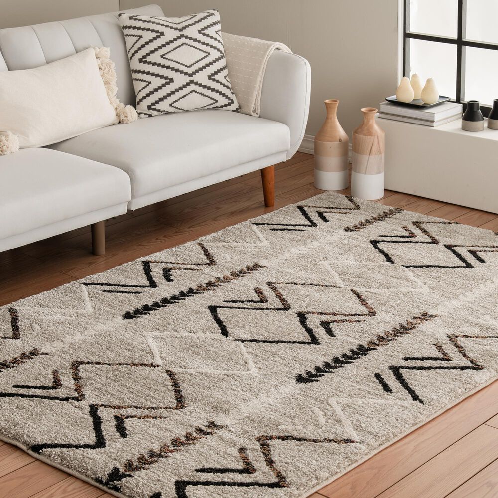 Central Oriental Oklahoma Davien Nickel and Multicolorcolor 5' x 7'3" Area Rug, , large