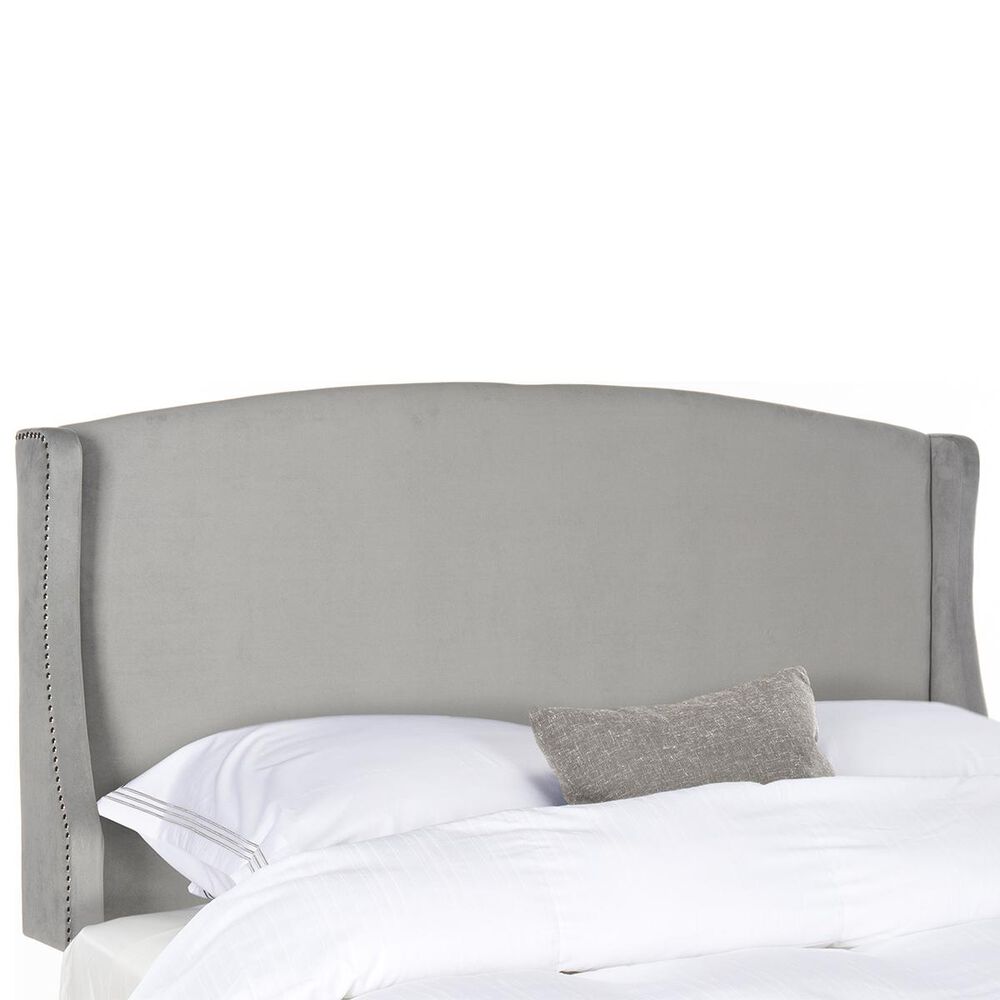 Safavieh Austin Queen Nailhead Winged Headboard in Pewter, , large