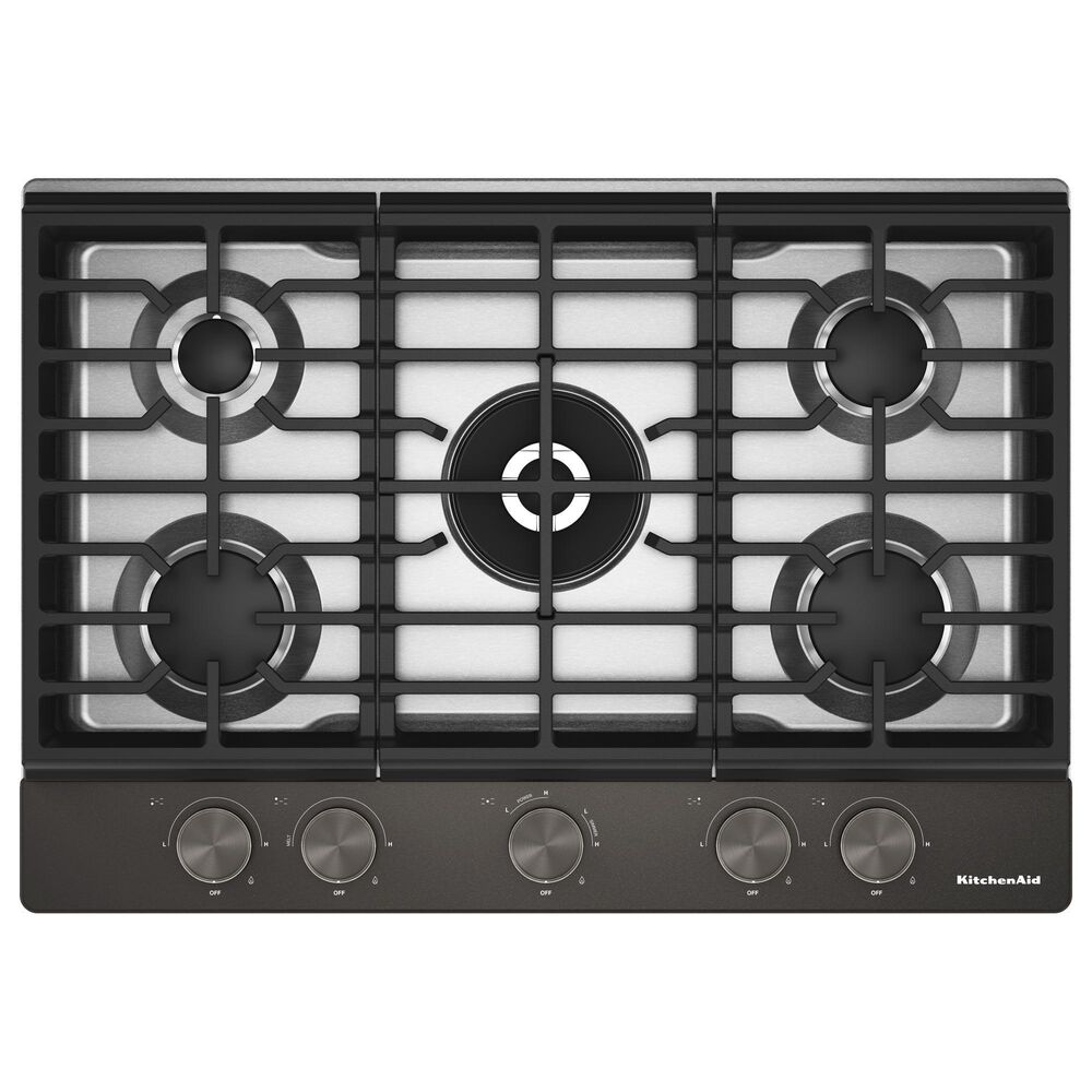 KitchenAid 30" Gas Cooktop with Aluminum Griddle and LED Backlit Knobs in Black Ore, , large