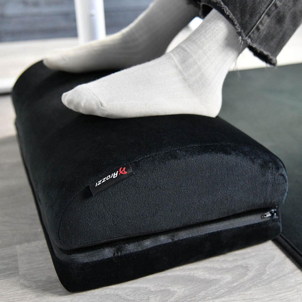 Arozzi Velvet Memory Foam Footrest in Black, , large