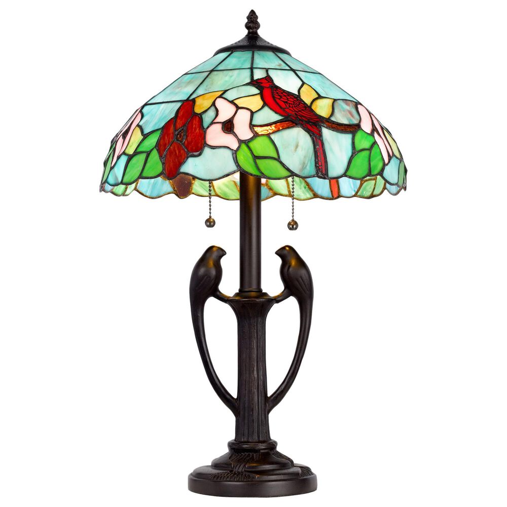 Cal Lighting Tiffany Cardinal Table Lamp in Antique Bronze, , large