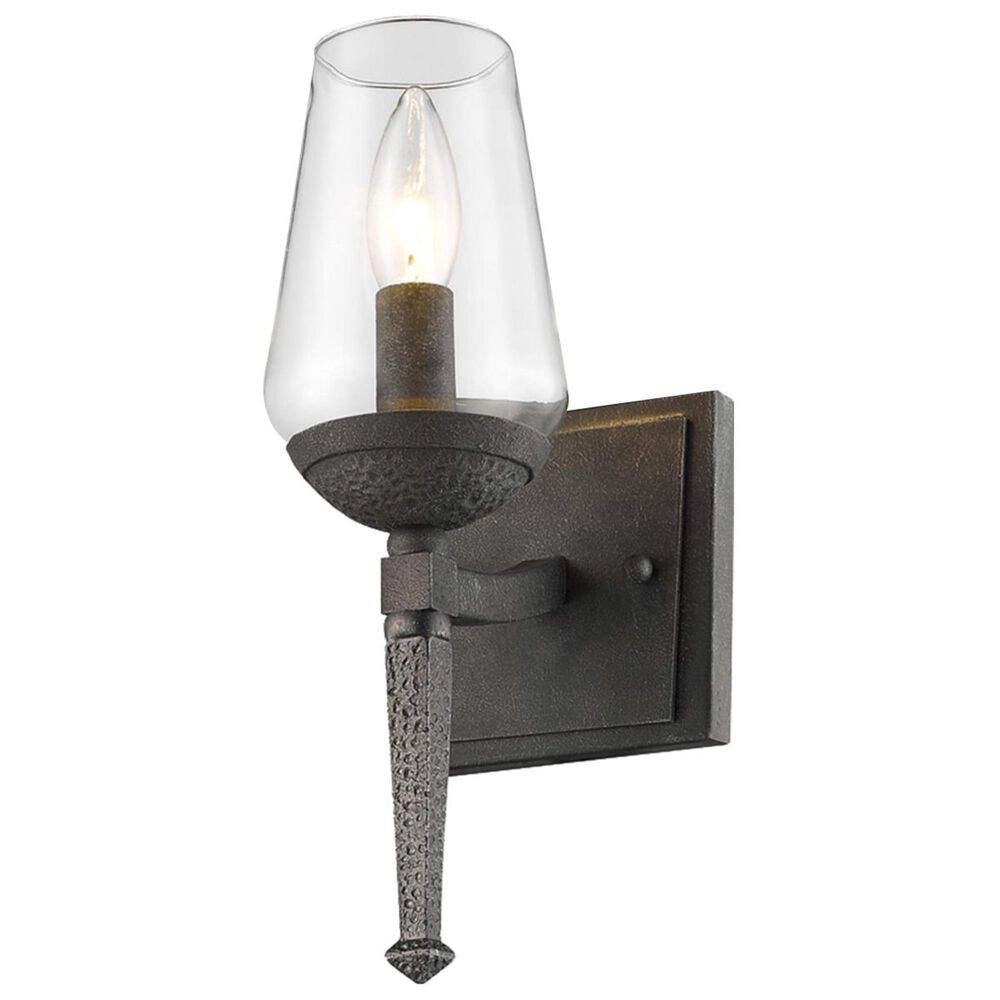 Golden Lighting Marcellis 1-Light Wall Sconce in Dark Natural Iron with Clear Glass, , large