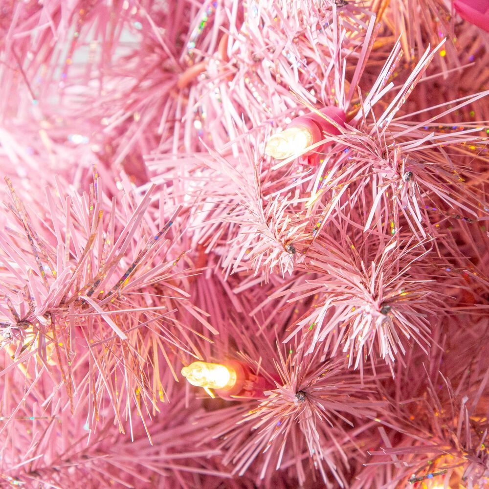 The Gerson Company 2&#39; Potted Artificial Christmas Tree with Warm White LED Lights in Pink, , large