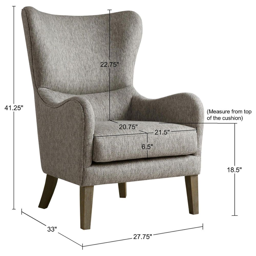 Hampton Park Arianna Swoop Wing Chair in Grey, , large