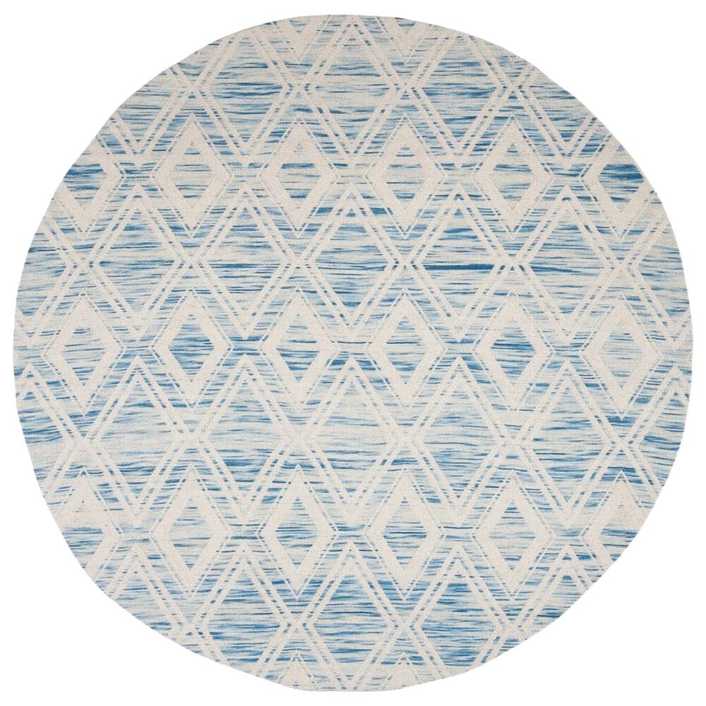 Safavieh Marbella 6" Round Dark Blue and Ivory Area Rug, , large