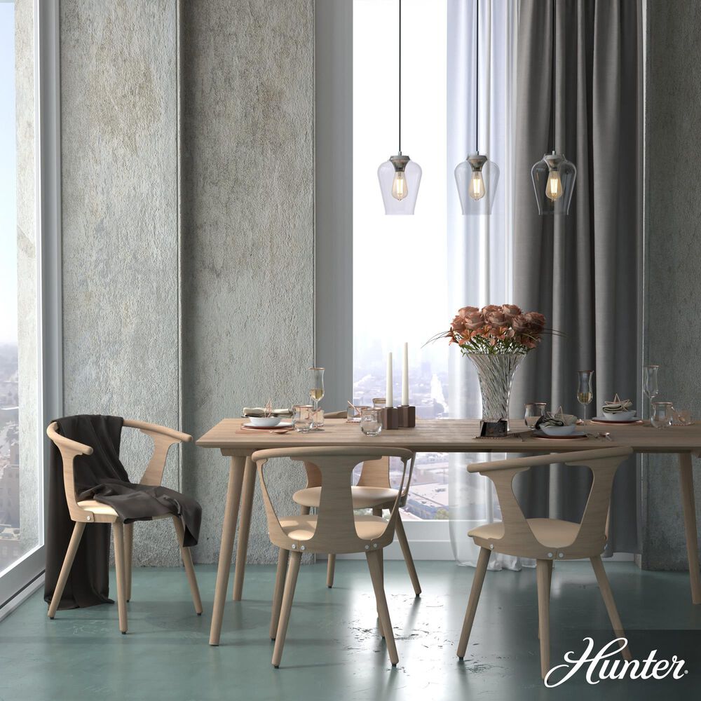 Hunter Vidria 3-Light Linear Pendant Cluster in Brushed Nickel, , large