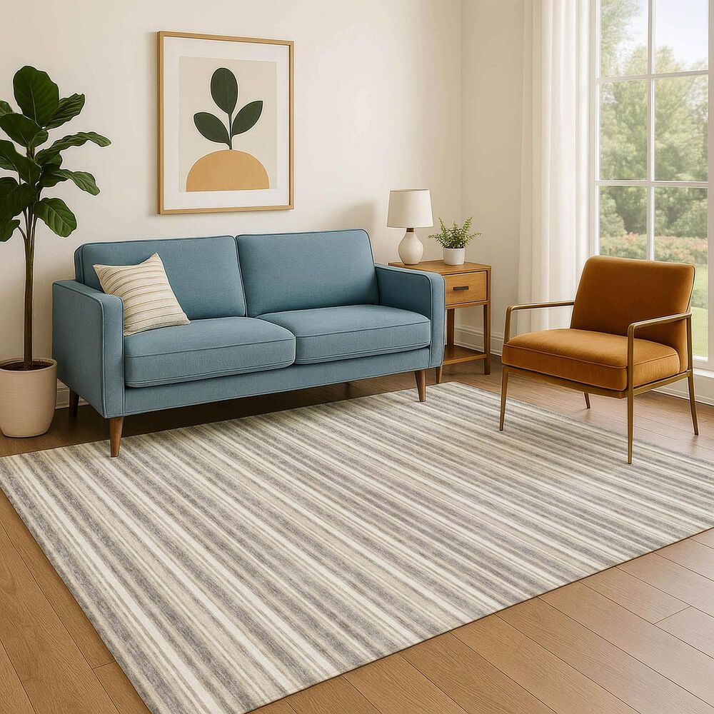 Dalyn Rug Company Soft Essentials Striped Taupe 5' x 7'6" Indoor/Outdoor Area Rug, , large