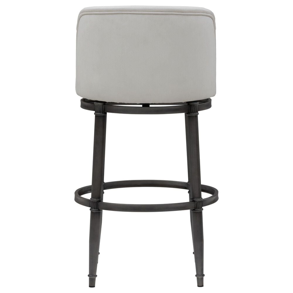 Armen Living Eunice Swivel Bar Height Stool with Ivory Upholstery in Antique Pewter, , large