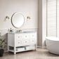James Martin Breckenridge 48" Single Bathroom Vanity in Bright White with 3 cm Carrara White Marble Top and Rectangular Sink, , large