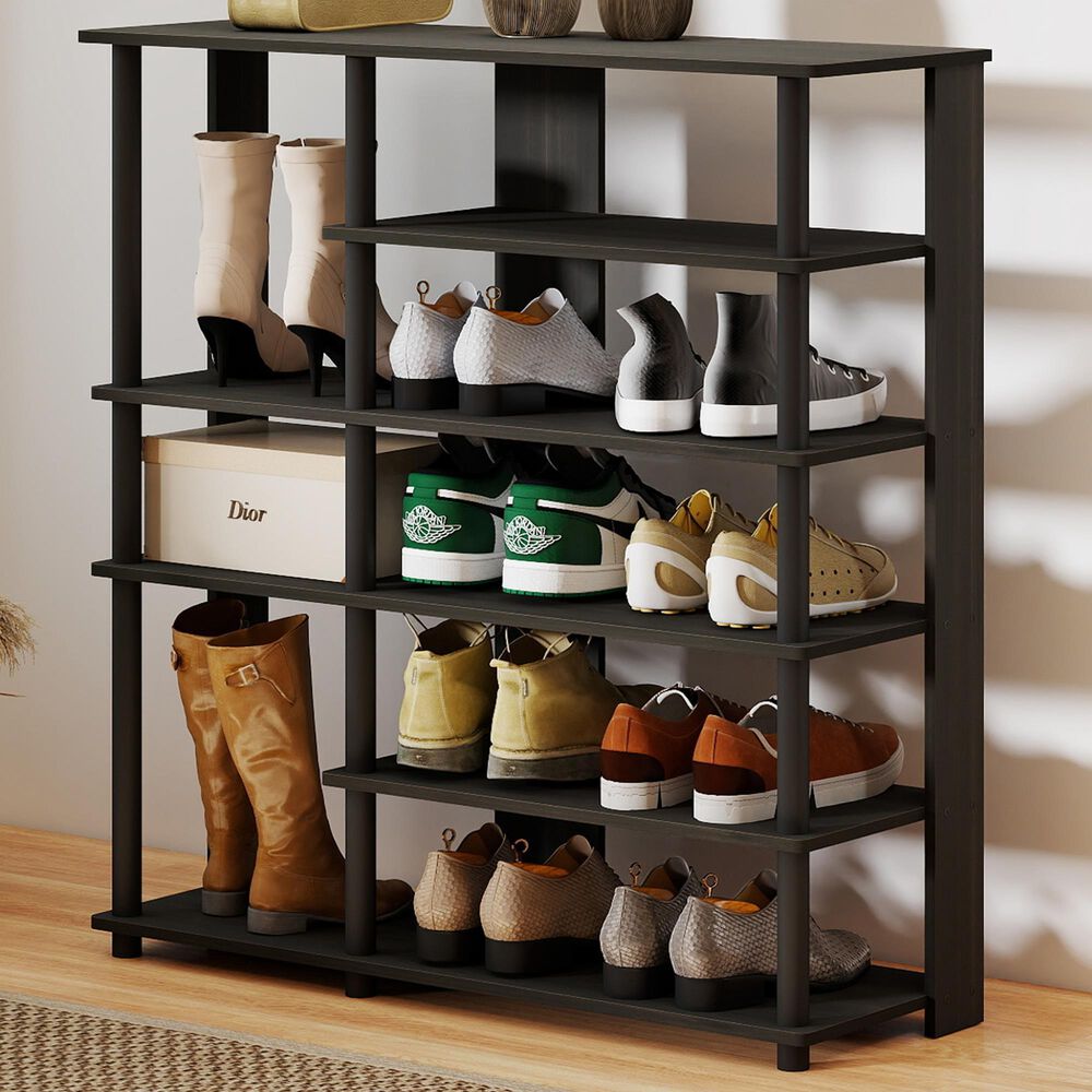 Noviland 6-Tier Shoe Rack in Espresso and Black, , large
