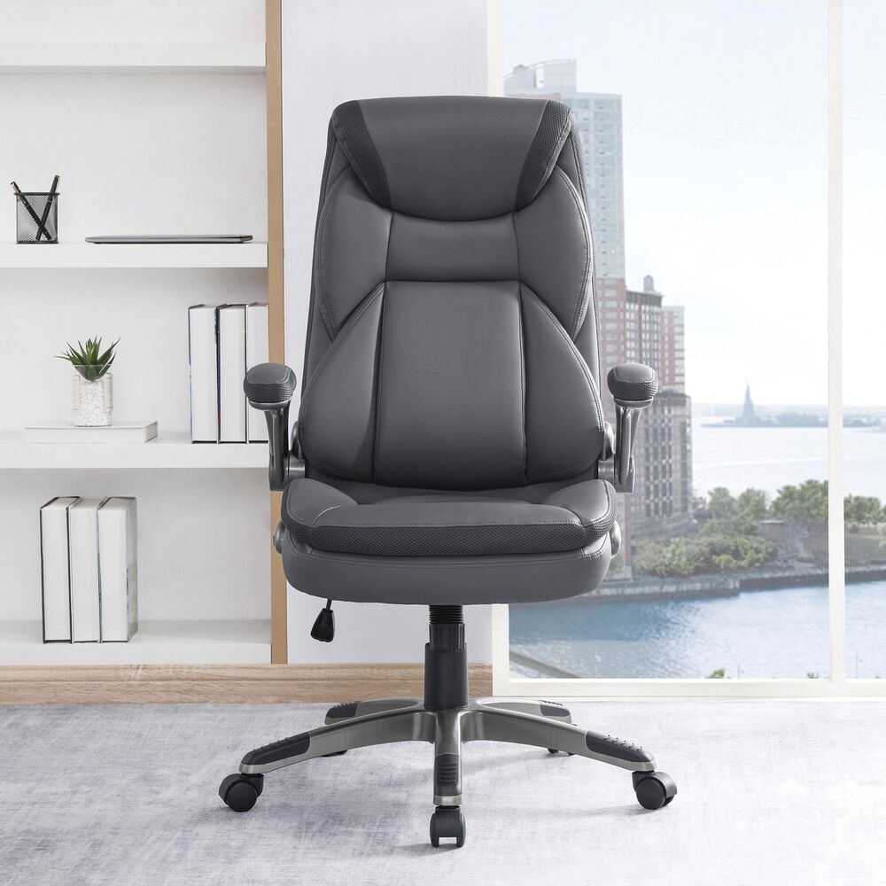 Valor Living Executive Chair with Charcoal Grey Upholstery in Titanium, , large