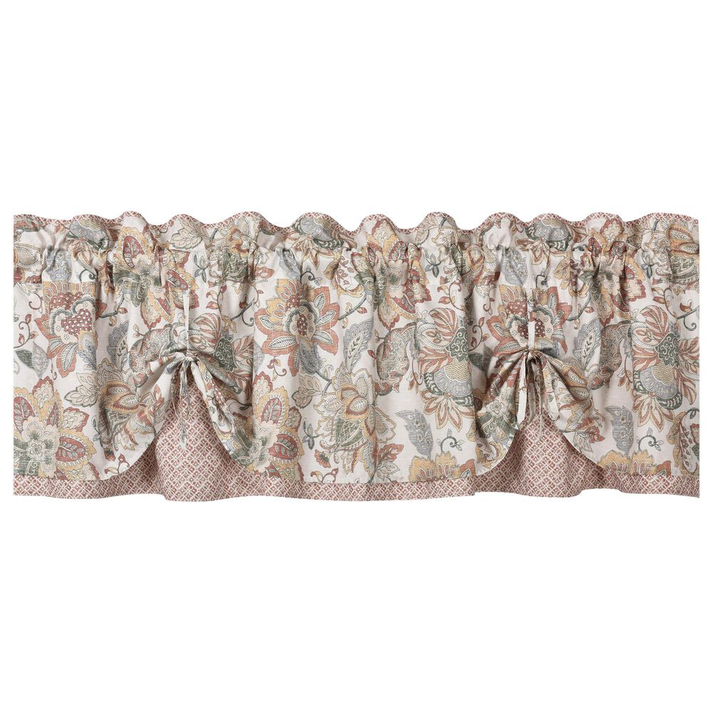J. Queen New York Janessa 72" x 17" Window Straight Valance in Coral, Gold and Spice, , large