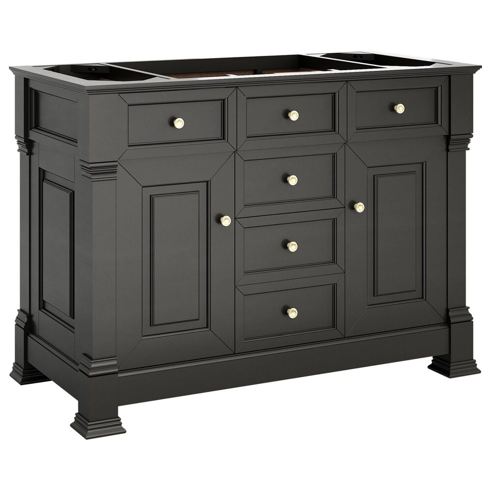 James Martin Vanities Brookfield 48&quot; Single Bathroom Vanity in Black Onyx with 3 cm Victorian Silver Quartz Top and Rectangular Sink, , large