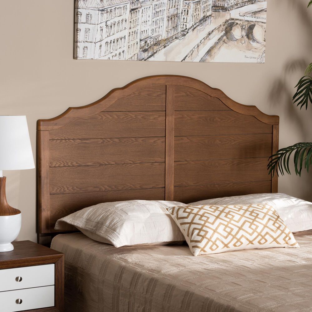 Baxton Studio Clive Full Panel Headboard in Ash Walnut, , large