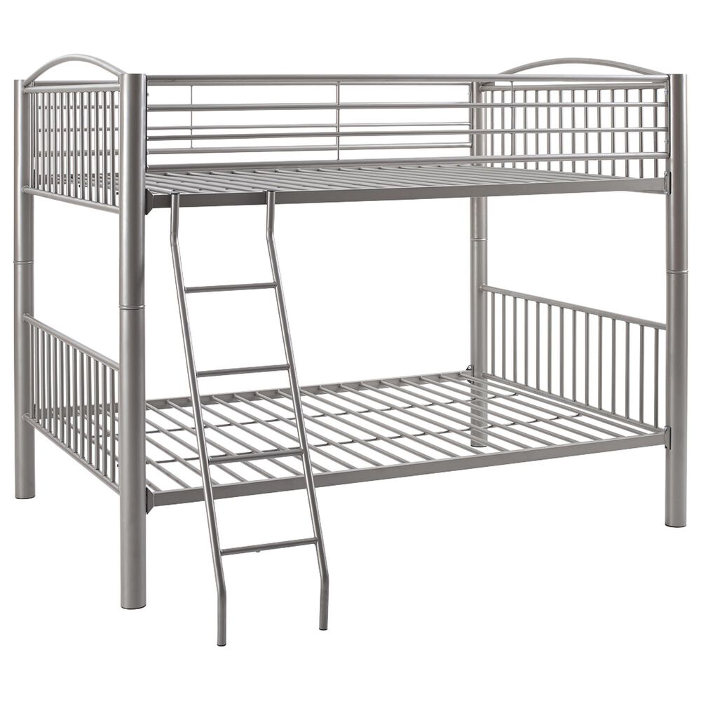 Linon Home Decor Heavy Full Over Full Bunk Bed in Pewter, , large