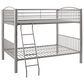 Linon Home Decor Heavy Full Over Full Bunk Bed in Pewter, , large
