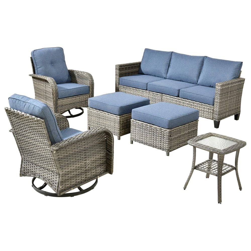 HOMLUX 6-Piece Patio Conversation Set in Denim Blue, , large