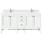 James Martin Vanities Addison 72" Double Bathroom Vanity in Glossy White with 3 cm White Zeus Quartz Top and Rectangular Sinks, , large