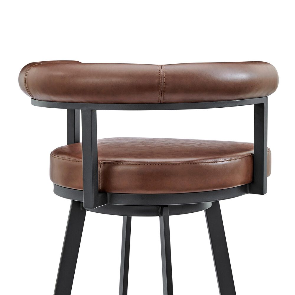 Blue River Magnolia 26&quot; Swivel Counter Stool in Black Metal with Brown Faux Leather, , large