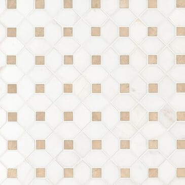 MS International Bianco Dolomite Crema Dotty 12" x 12" Marble Mosaic Sheet, , large
