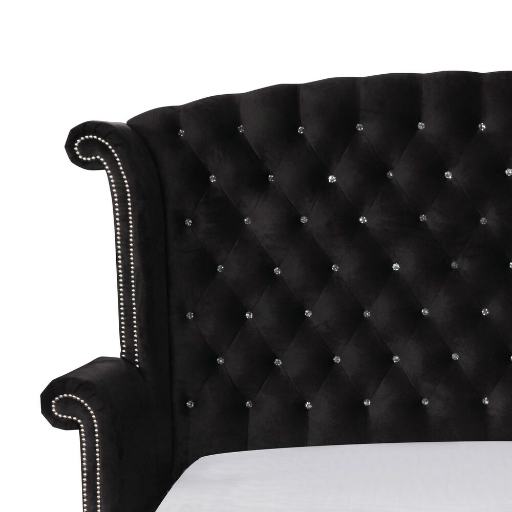 Furniture of America Mills King Upholstered Bed in Black, , large