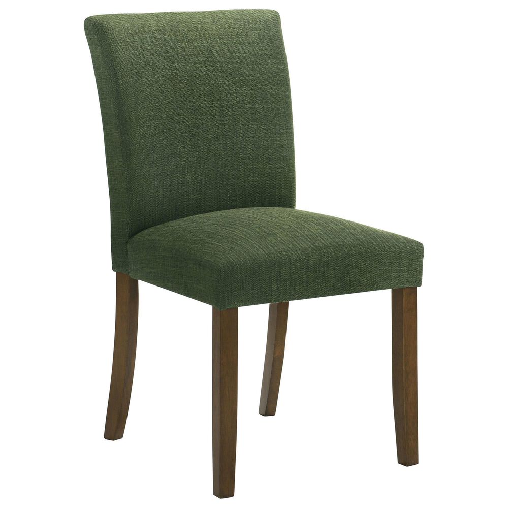 Coaster Cantley Dining Side Chair with Green Cushion in Rich Brown, , large