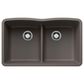 Blanco Diamond 32" Equal Double Low Divide Kitchen Sink in Volcano Gray, , large