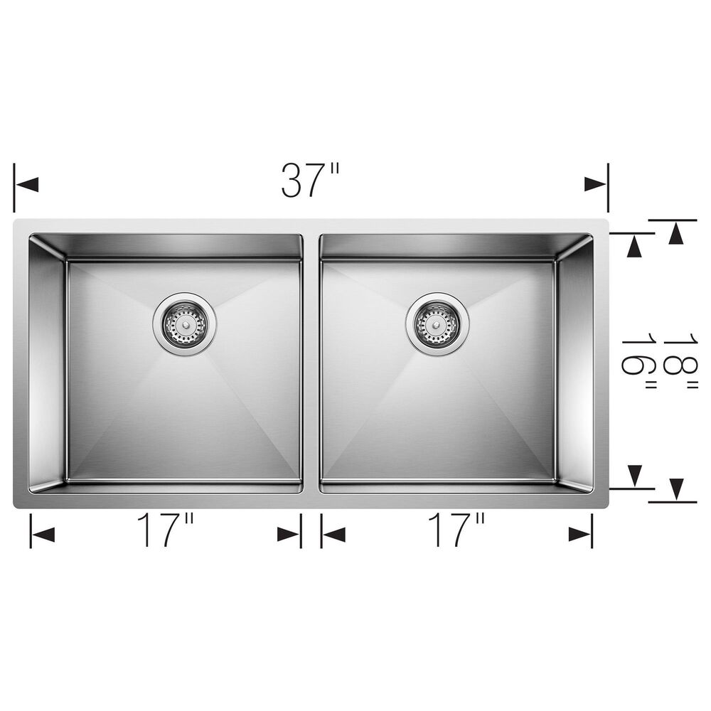 Blanco Precision 37&quot; 50/50 Equal Double Bowl Kitchen Sink in Satin Polished, , large