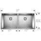 Blanco Precision 37" 50/50 Equal Double Bowl Kitchen Sink in Satin Polished, , large