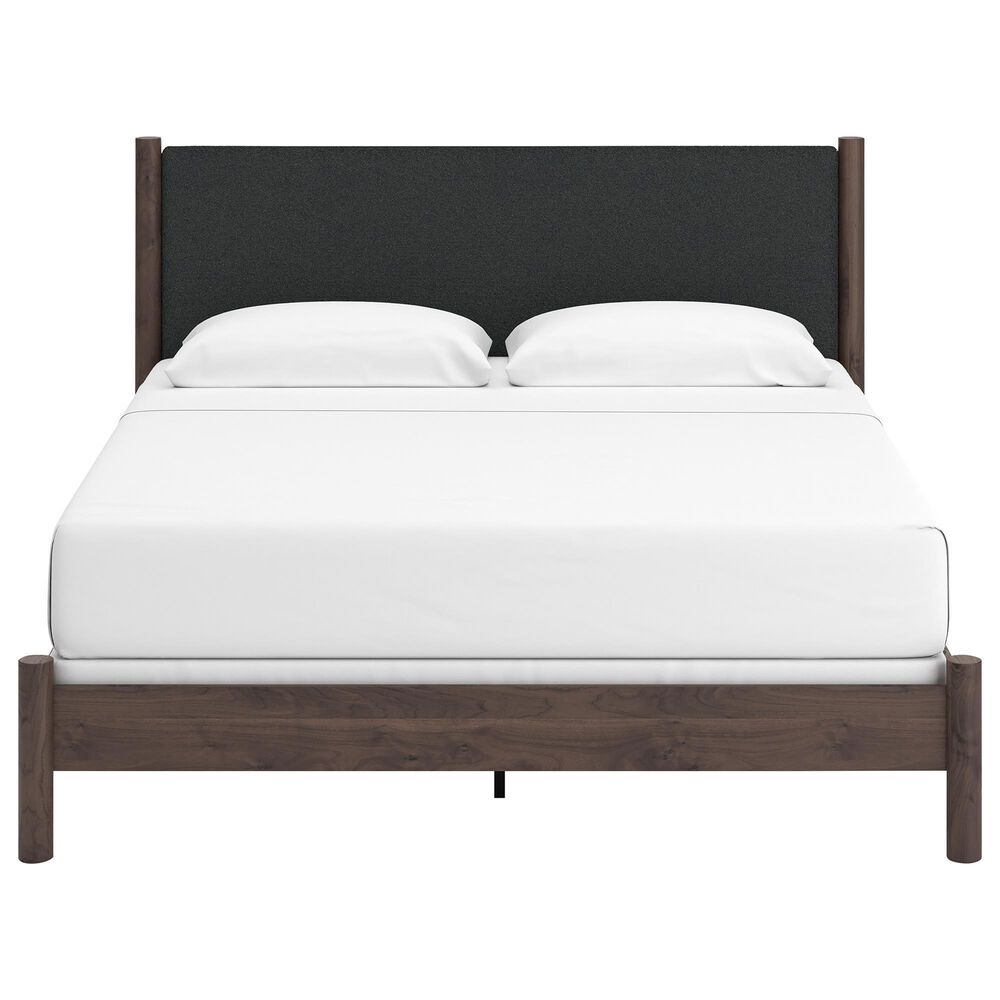 Ashley Pamytta King Upholstered Panel Bed in Rich Brown, , large
