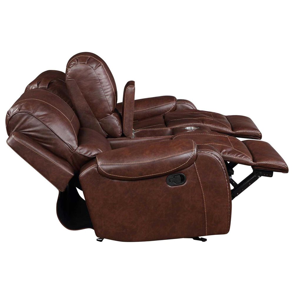 Crystal City Keily Manual Glider Reclining Loveseat in Brown, , large