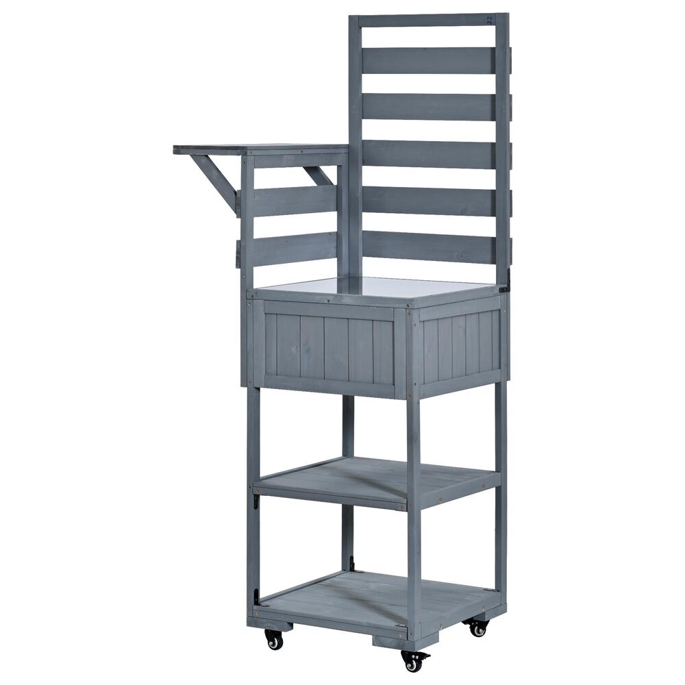 HOMLUX 62.3'' Outdoor Kitchen Island in Gray, , large