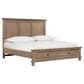 Riva Ridge Oxford California King Panel Storage Bed with Two Nightstands in Tan with USB Ports, , large