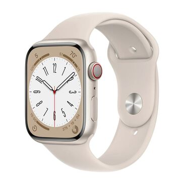 Apple Watch Series 8 GPS + Cellular 41mm Starlight Aluminum Case with Starlight Sport Band - M/L, , large