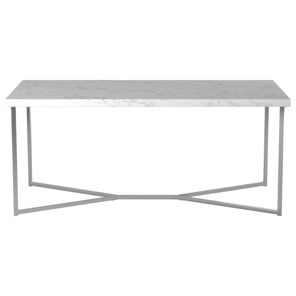 Walker Edison Luxe Coffee Table in White and Chrome, , large